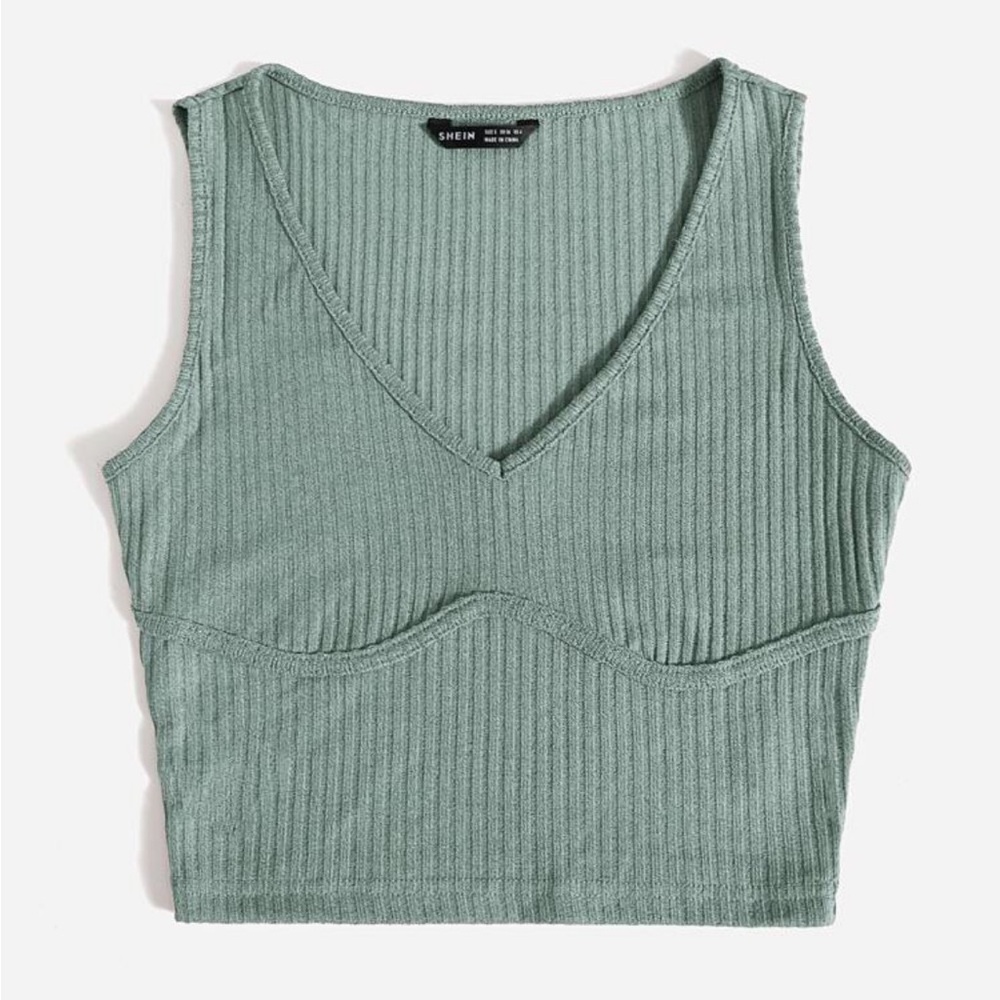 SHEIN Ribbed V-Neck Tank Top